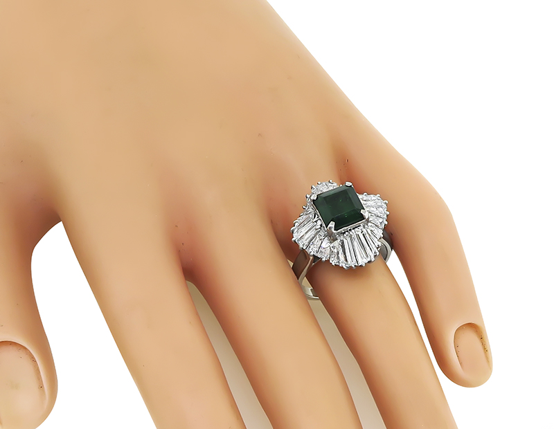 Estate 2.58ct Emerald 2.30ct Diamond Ring