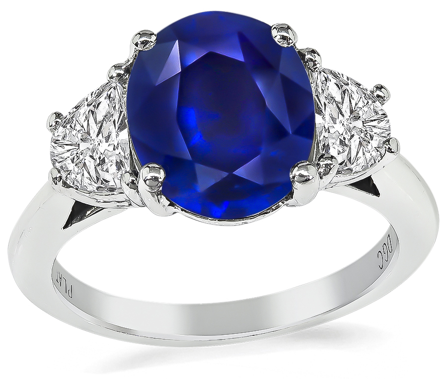 Estate 2.62ct Natural Sapphire 0.80ct Diamond Engagement Ring