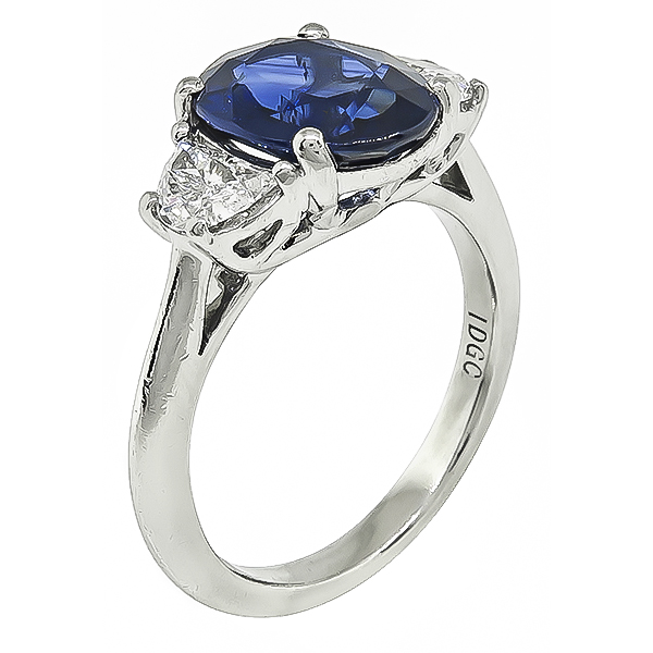 Estate 2.62ct Natural Sapphire 0.80ct Diamond Engagement Ring