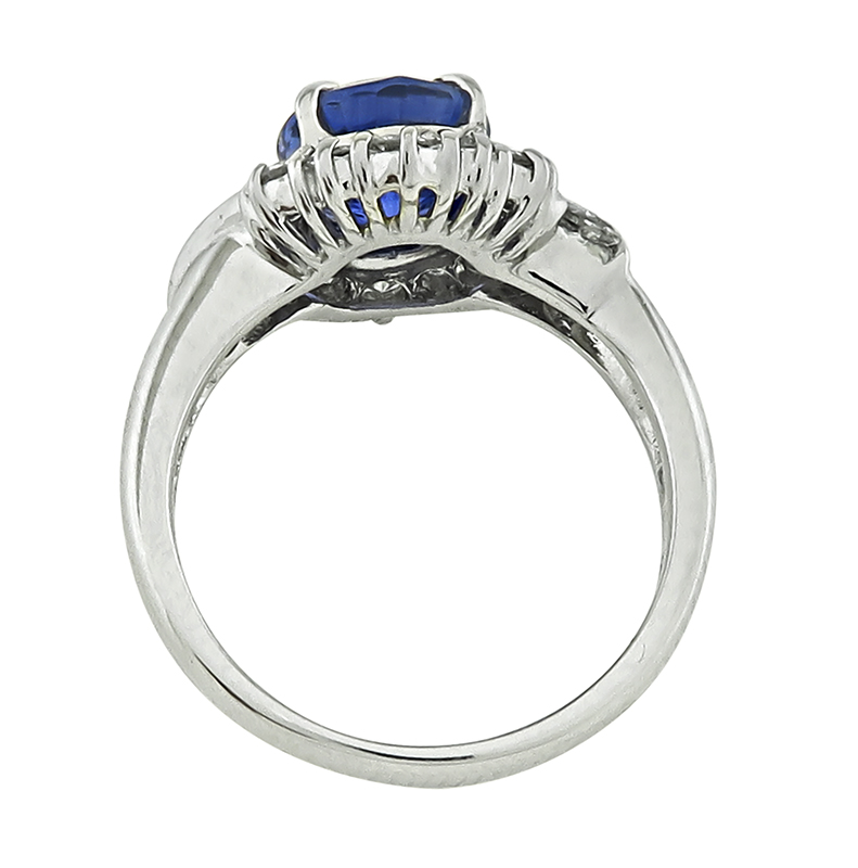 Estate 2.63ct Ceylon Sapphire 0.50ct Diamond Engagement Ring
