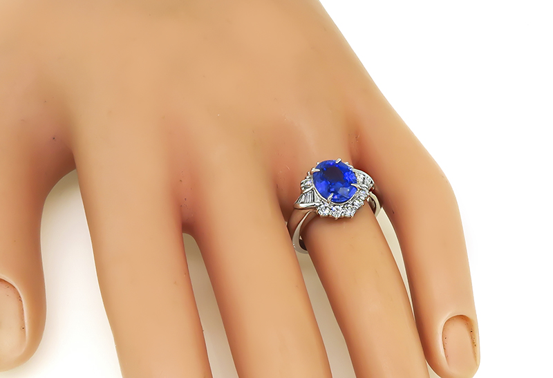 Estate 2.63ct Ceylon Sapphire 0.50ct Diamond Engagement Ring