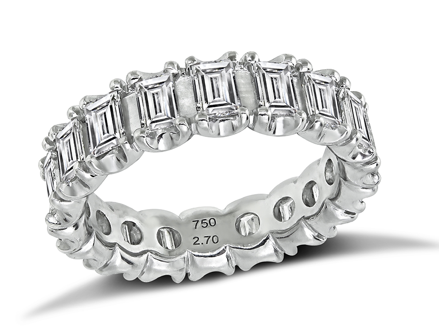 Estate 2.70ct Baguette Cut Diamond Eternity Wedding Band