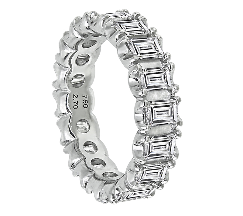 Estate 2.70ct Baguette Cut Diamond Eternity Wedding Band