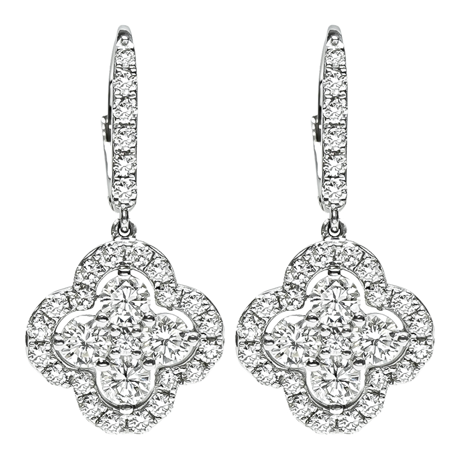 Estate 2.71ct Diamond Platinum Earrings