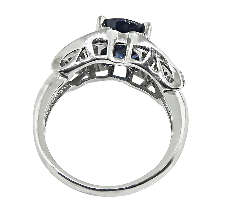 Estate 2.72ct Sapphire 0.60ct Diamond Engagement Ring