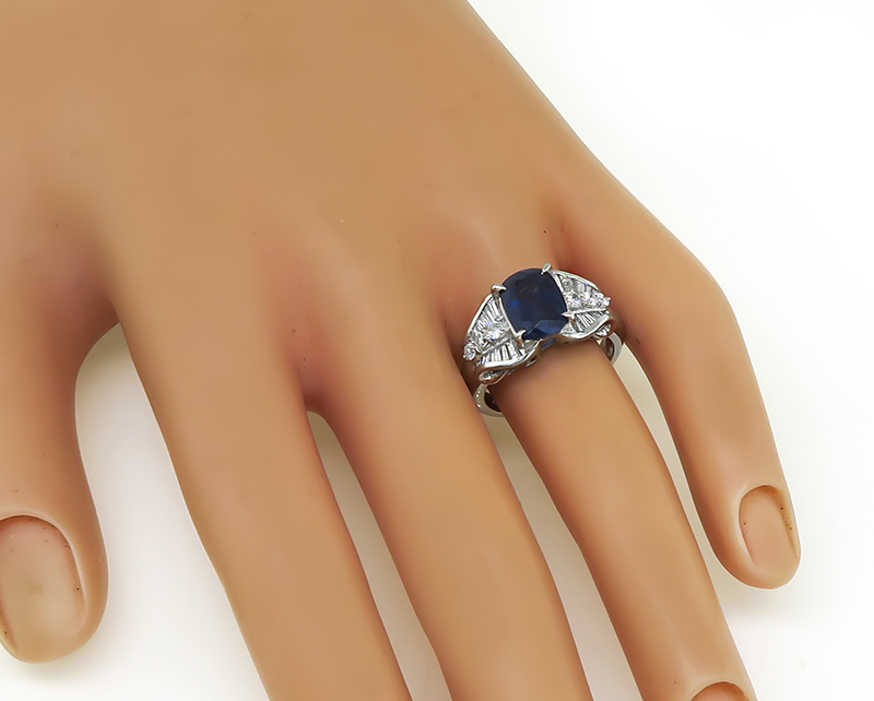 Estate 2.72ct Sapphire 0.60ct Diamond Engagement Ring