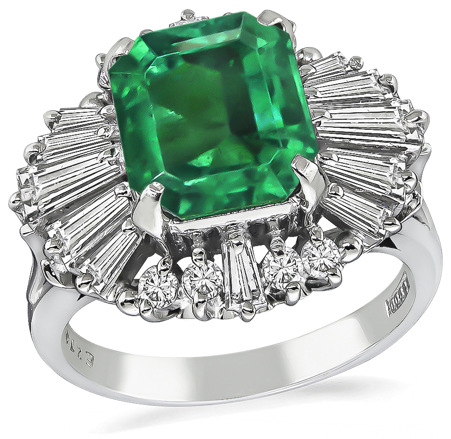 Estate 2.74ct Emerald 1.05ct Diamond Cocktail Ring