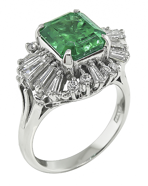 Estate 2.74ct Emerald 1.05ct Diamond Cocktail Ring