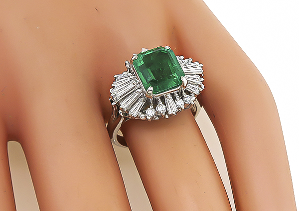 Estate 2.74ct Emerald 1.05ct Diamond Cocktail Ring