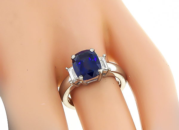 Estate 2.74ct Sapphire Engagement Ring