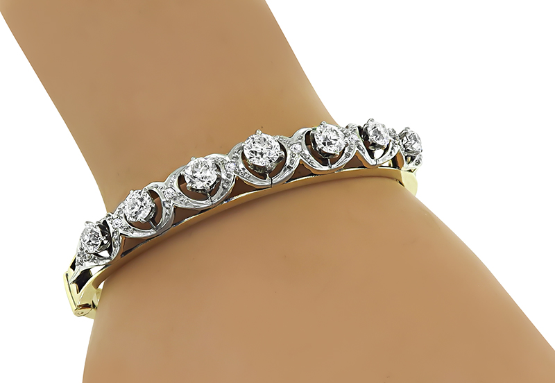 Victorian 2.75ct Diamond Gold Bangle