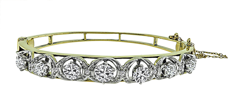 Victorian 2.75ct Diamond Gold Bangle