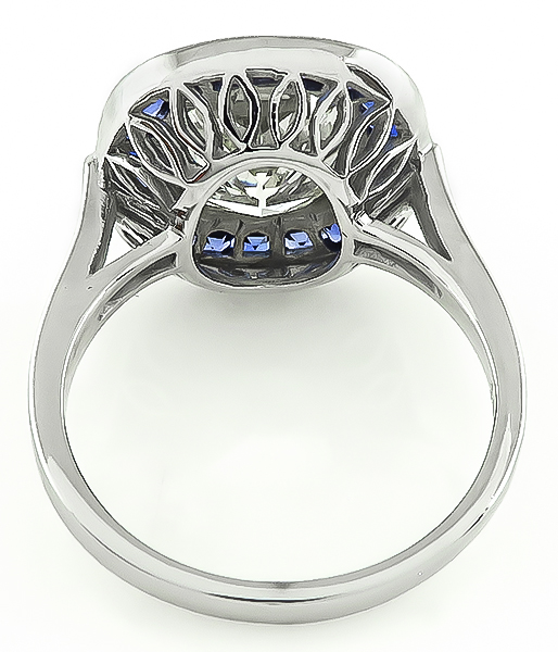 Estate 2.82ct Diamond 1.00ct Sapphire Engagement Ring