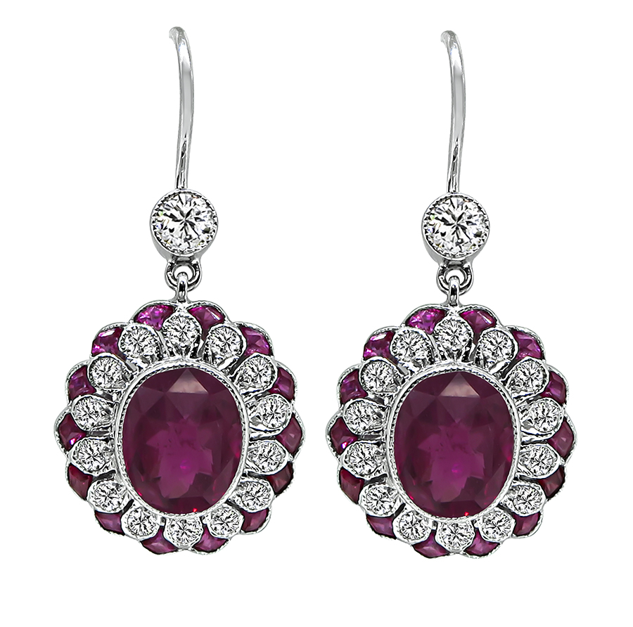 Estate 2.89ct Rubellite 0.92ct Diamond Earrings