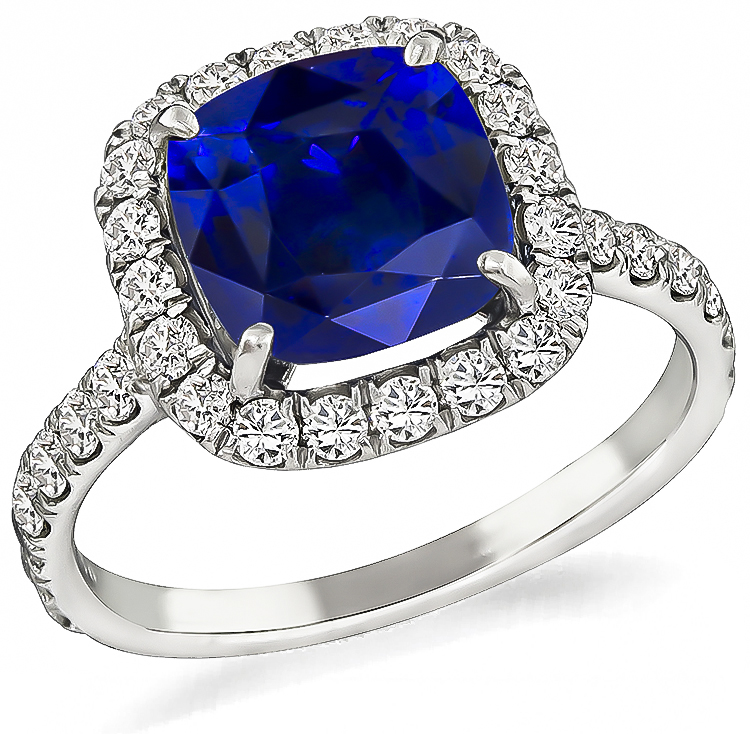 Estate 2.89ct Sapphire 0.70ct Diamond Engagement Ring