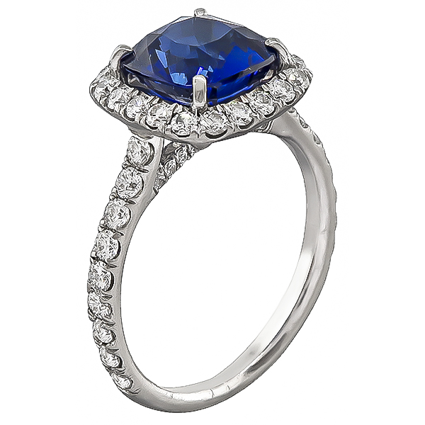 Estate 2.89ct Sapphire 0.70ct Diamond Engagement Ring