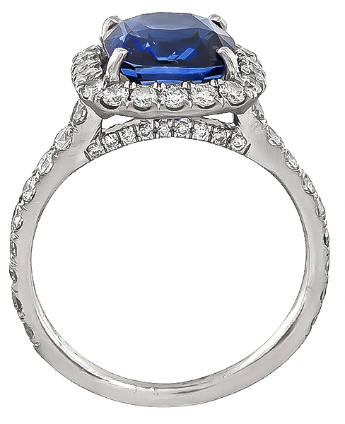Estate 2.89ct Sapphire 0.70ct Diamond Engagement Ring