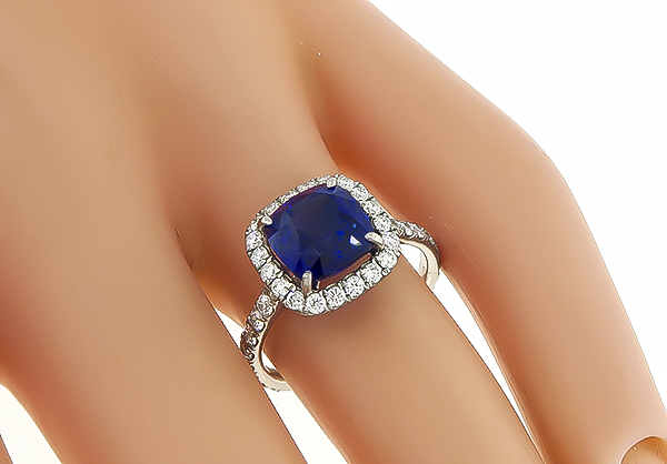 Estate 2.89ct Sapphire 0.70ct Diamond Engagement Ring