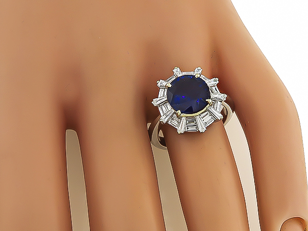 Estate 2.93ct Sapphire 0.90ct Diamond Engagement Ring