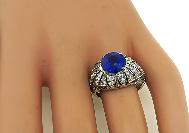 Vintage 2.96ct Sapphire 1.00ct Diamond Engagement Ring