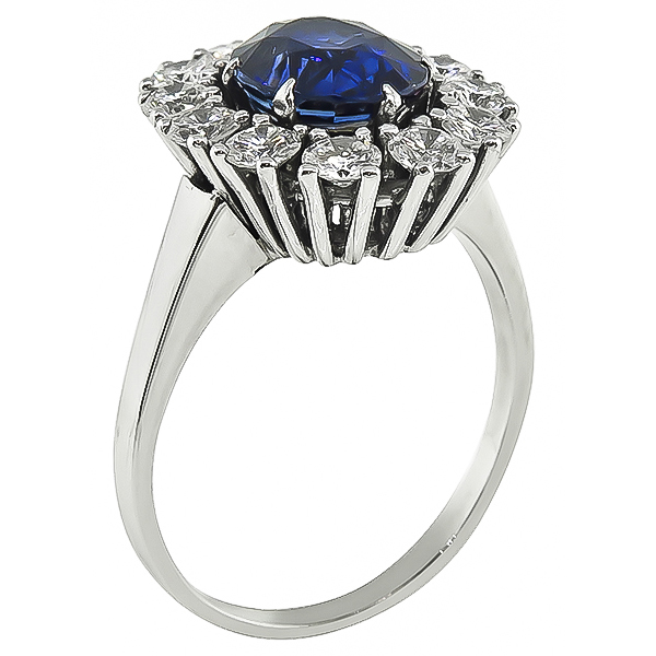 Estate 2.98ct Sapphire 1.00ct Diamond Engagement Ring