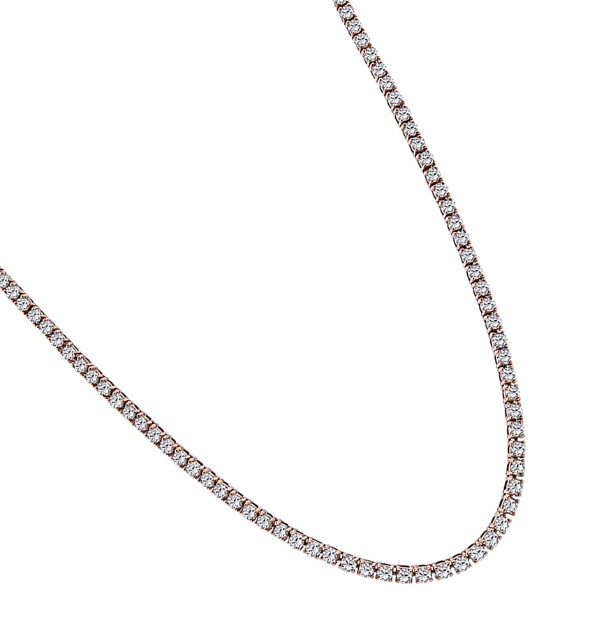 Estate 20.70ct Diamond Pink Gold Tennis Necklace