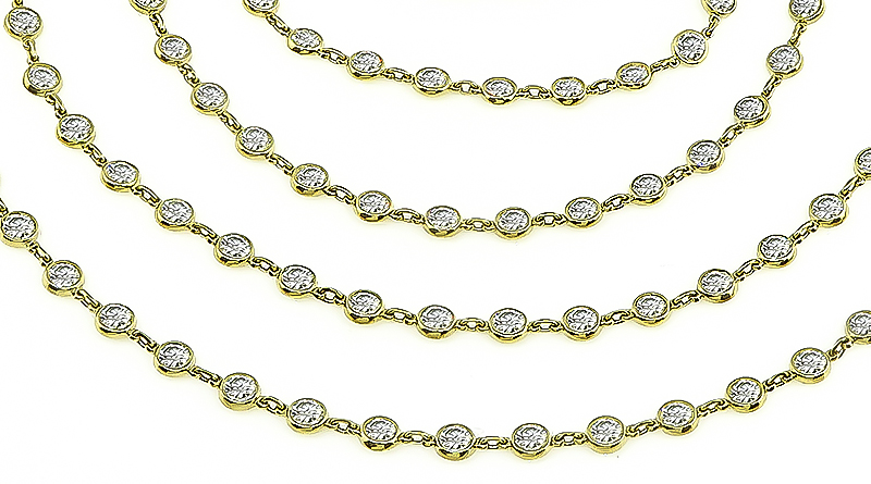 Estate 21.90ct Diamond Yellow Gold By The Yard Necklace