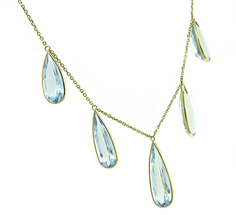 Estate 23.51ct Aquamarine Gold Necklace