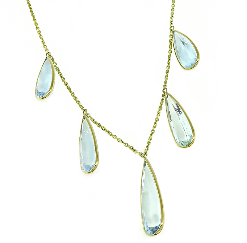 Estate 23.51ct Aquamarine Gold Necklace