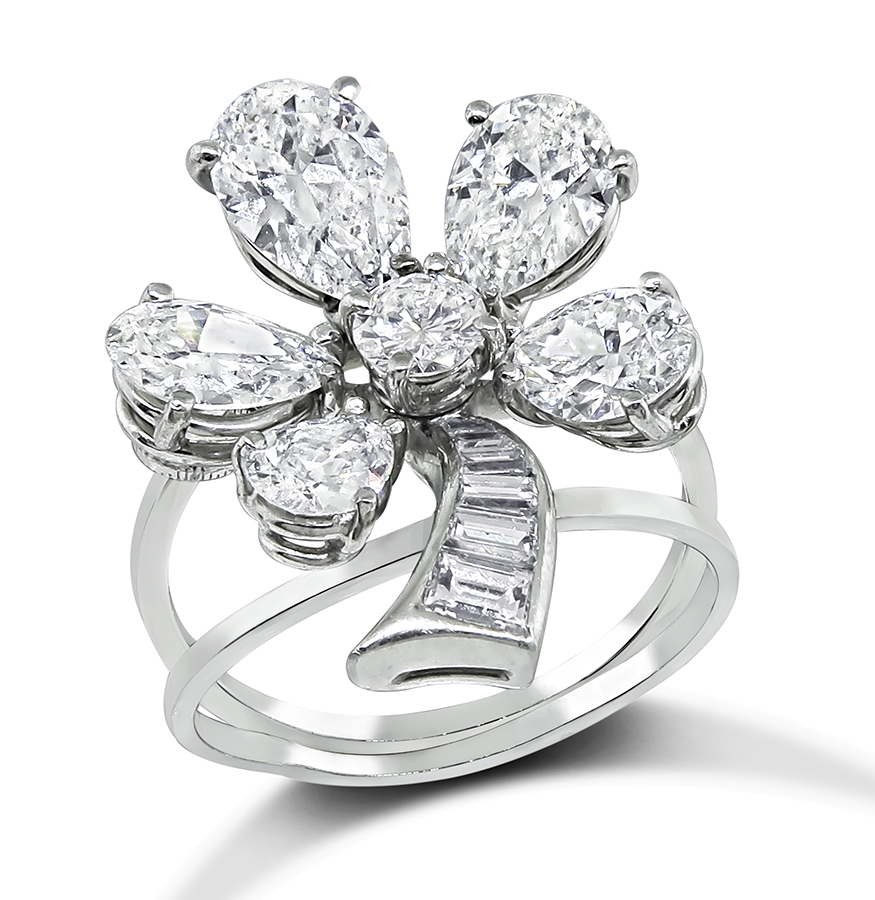 Estate 3.00ct Diamond Flower Ring