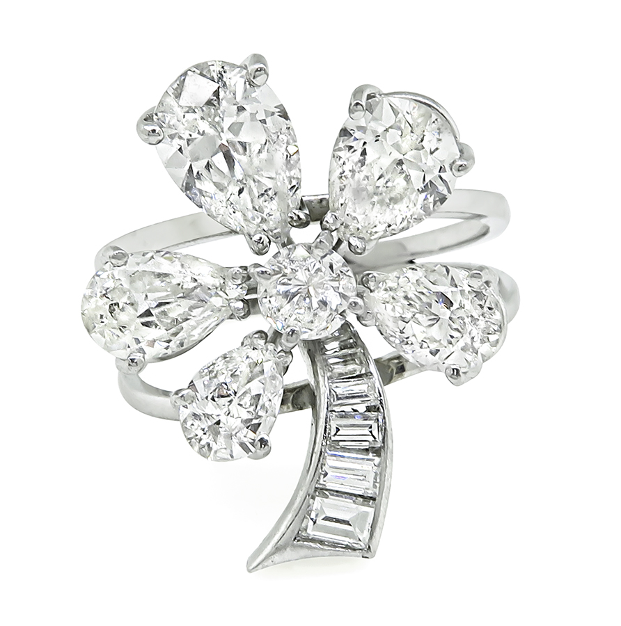 Estate 3.00ct Diamond Flower Ring