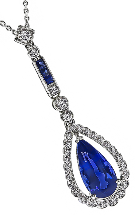 Estate 3.00ct Sapphire 0.50ct Diamond Pendant