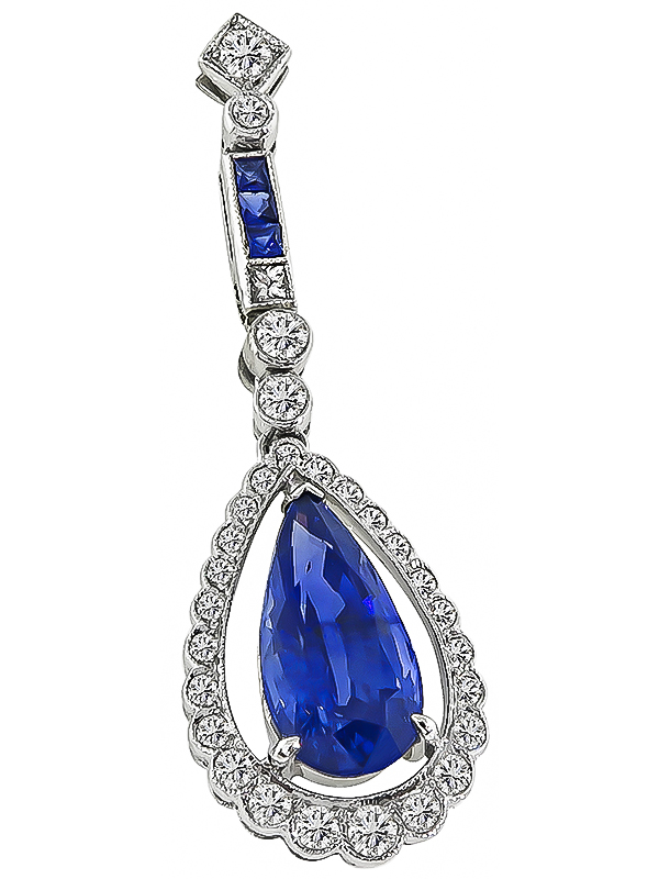 Estate 3.00ct Sapphire 0.50ct Diamond Pendant