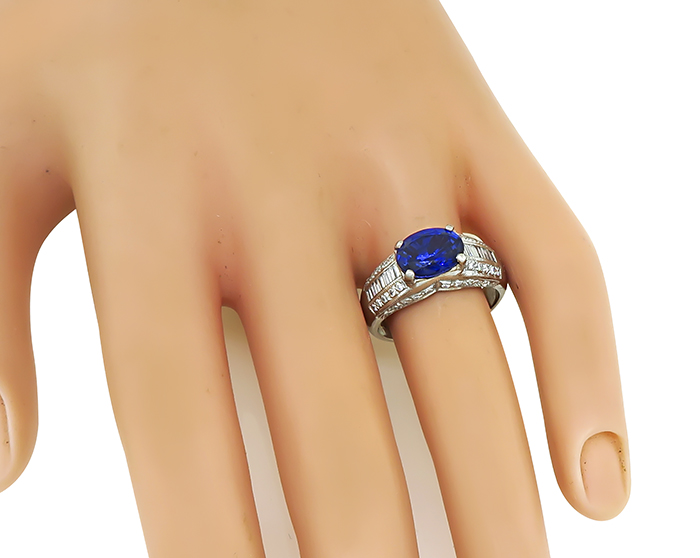 Estate 3.00ct Sapphire 1.00ct Diamond Ring