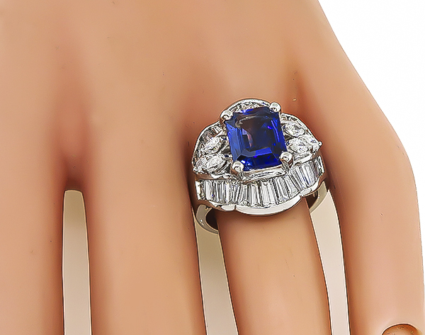 Estate 3.00ct Sapphire 2.56ct Diamond Ring