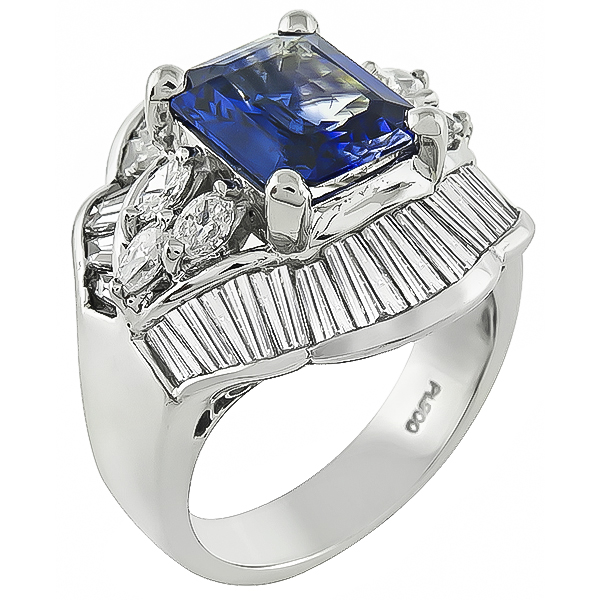 Estate 3.00ct Sapphire 2.56ct Diamond Ring