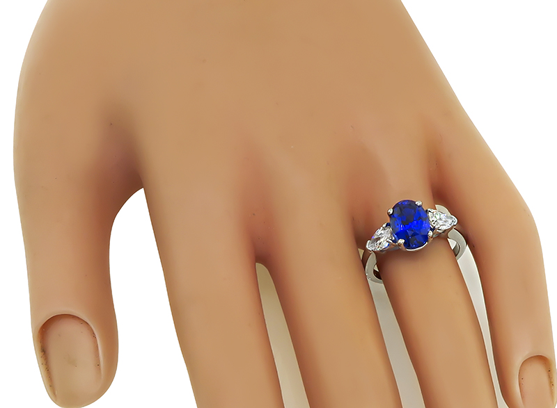 Estate 3.02ct Sapphire 0.80ct Diamond Engagement Ring