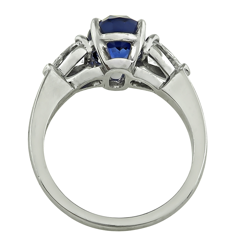 Estate 3.02ct Sapphire 0.80ct Diamond Engagement Ring