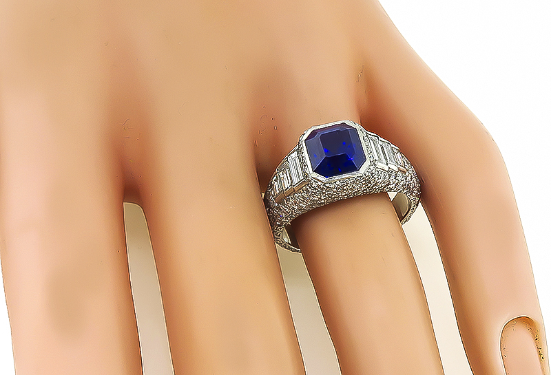 Estate 3.05ct Ceylon Sapphire 1.20ct Diamond Engagement Ring