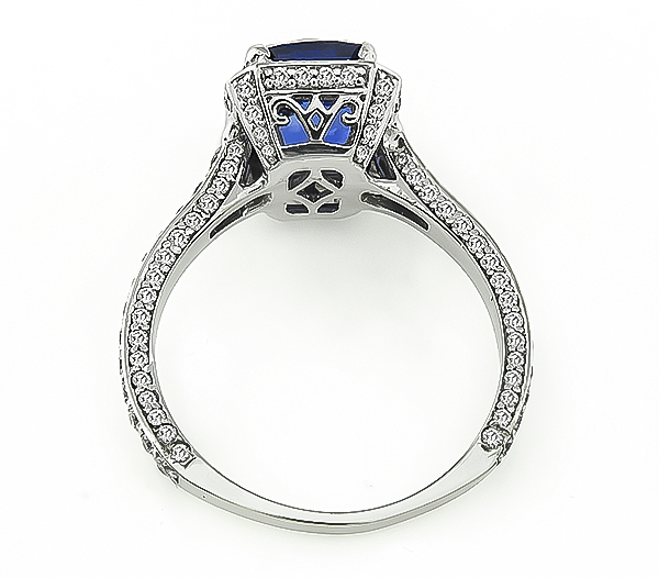 Estate 3.11ct Ceylon Sapphire 0.75ct Diamond Engagement Ring
