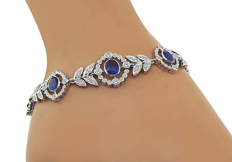 Estate 3.12ct Diamond 6.79ct Sapphire Bracelet