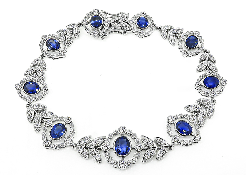 Estate 3.12ct Diamond 6.79ct Sapphire Bracelet