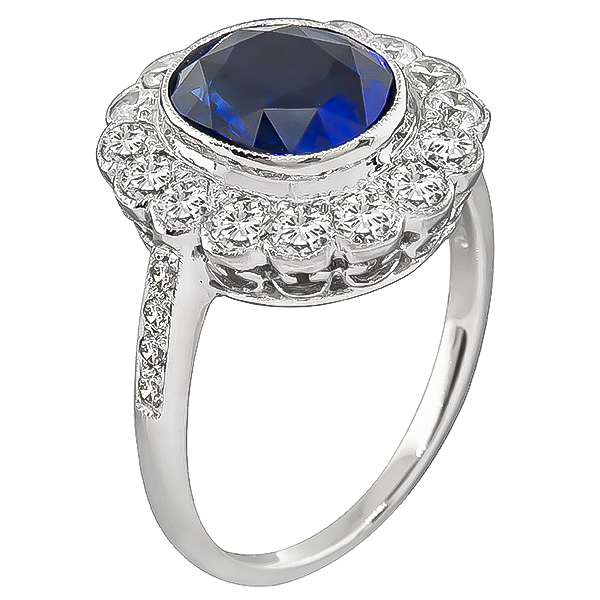 Estate 3.16ct Sapphire 1.01ct Diamond Ring
