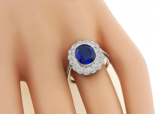 Estate 3.16ct Sapphire 1.01ct Diamond Ring