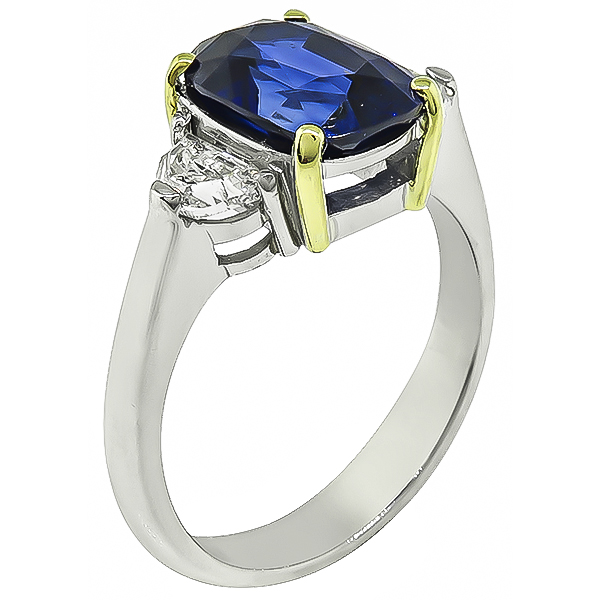 Platinum Diamond Sapphire Engagement Ring