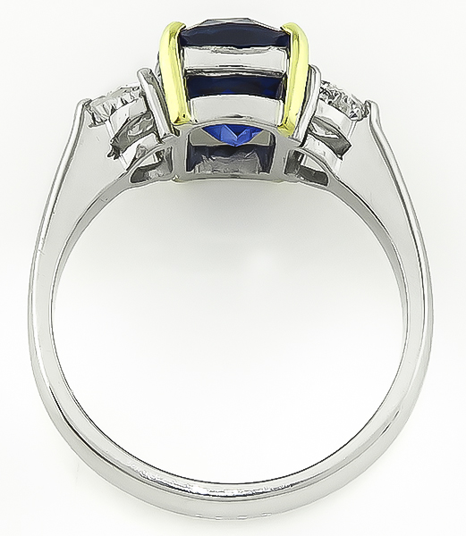 Estate 3.18ct Ceylon Sapphire 0.60ct Diamond Engagement Ring