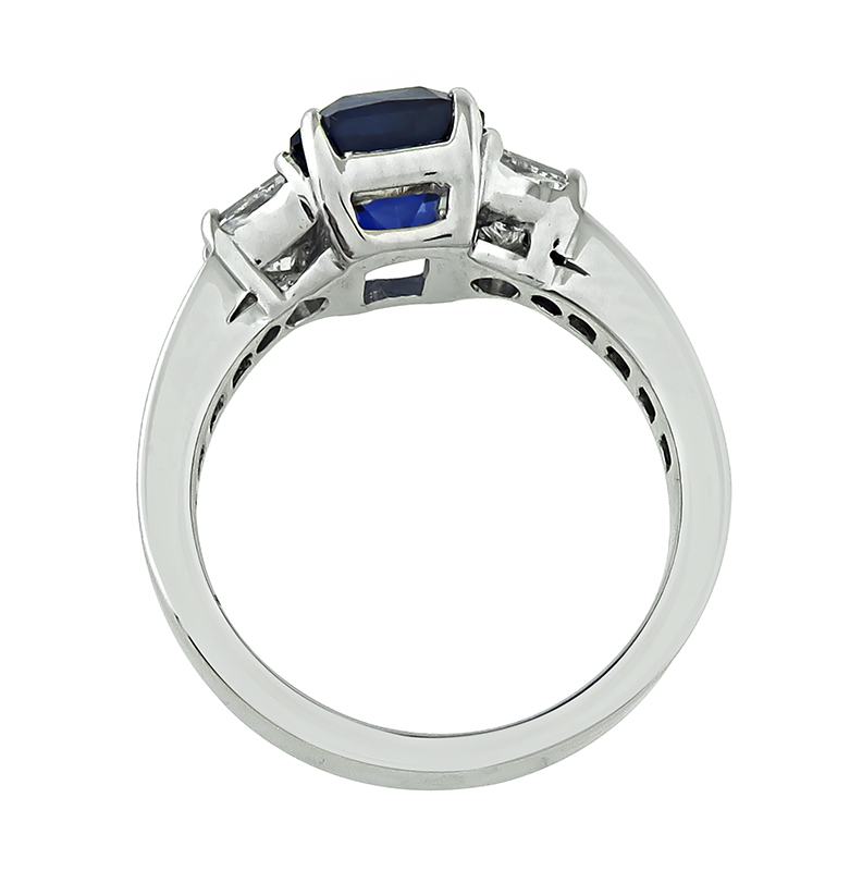 Estate 3.25ct Sapphire 1.30ct Diamond Engagement Ring