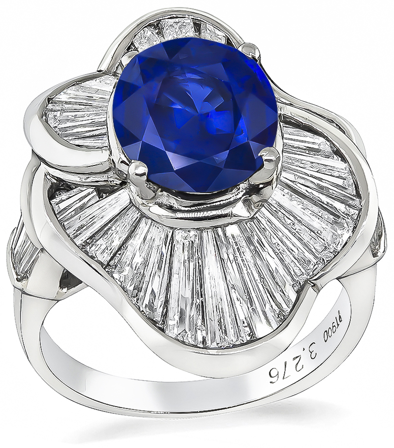 Estate 3.27ct Sapphire 3.05ct Diamond Ring