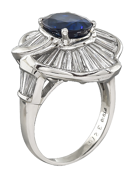 Estate 3.27ct Sapphire 3.05ct Diamond Ring