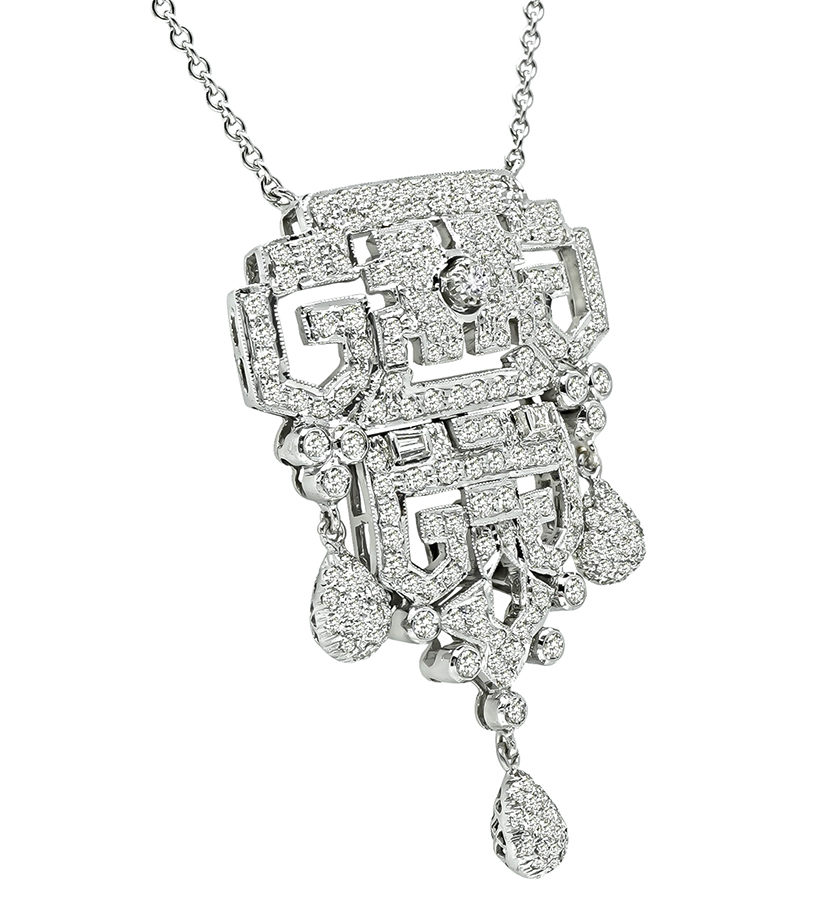 Estate 3.30ct Diamond Gold Pendant Necklace